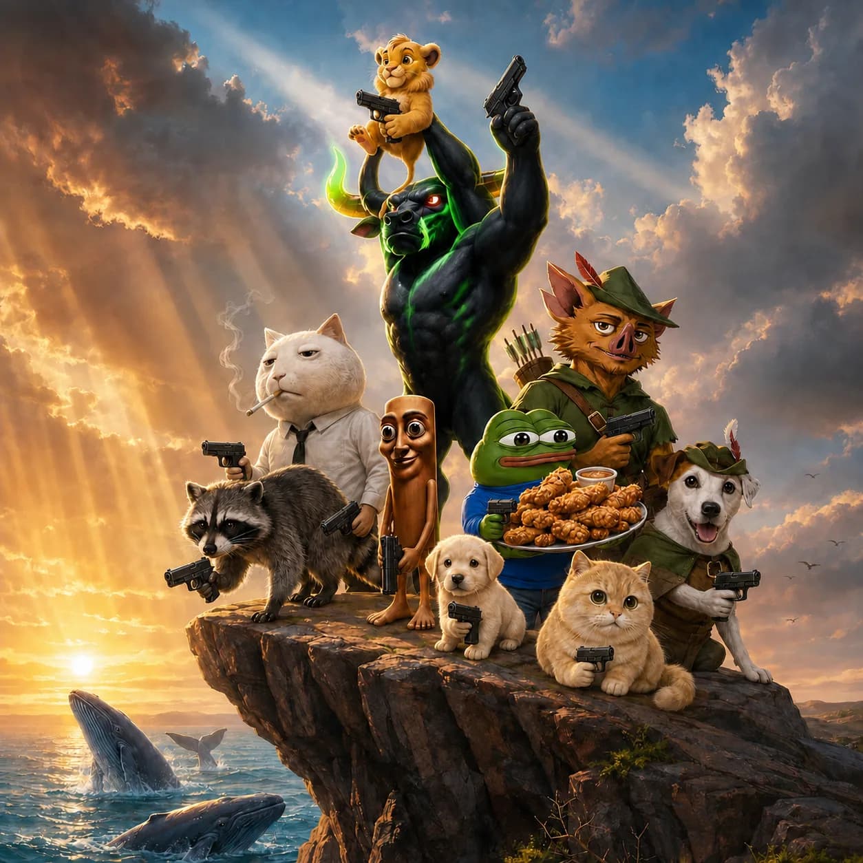All Characters Hold Pistols gunified animal portrait